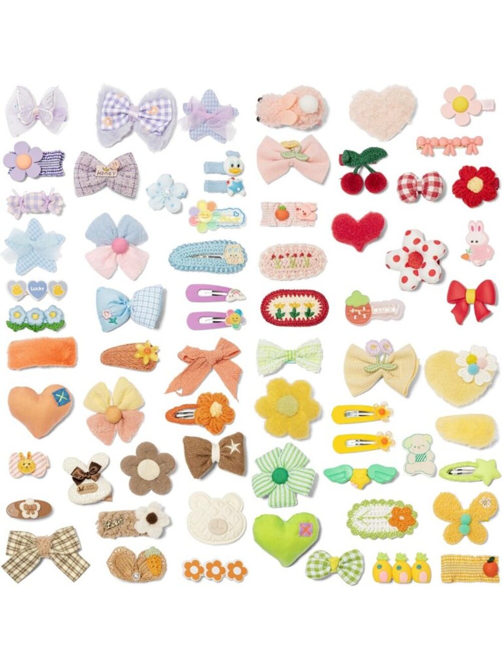 Cute Hair Clips Bundle - 68 Pcs No Slip Assorted Barrettes for Girls & Teens